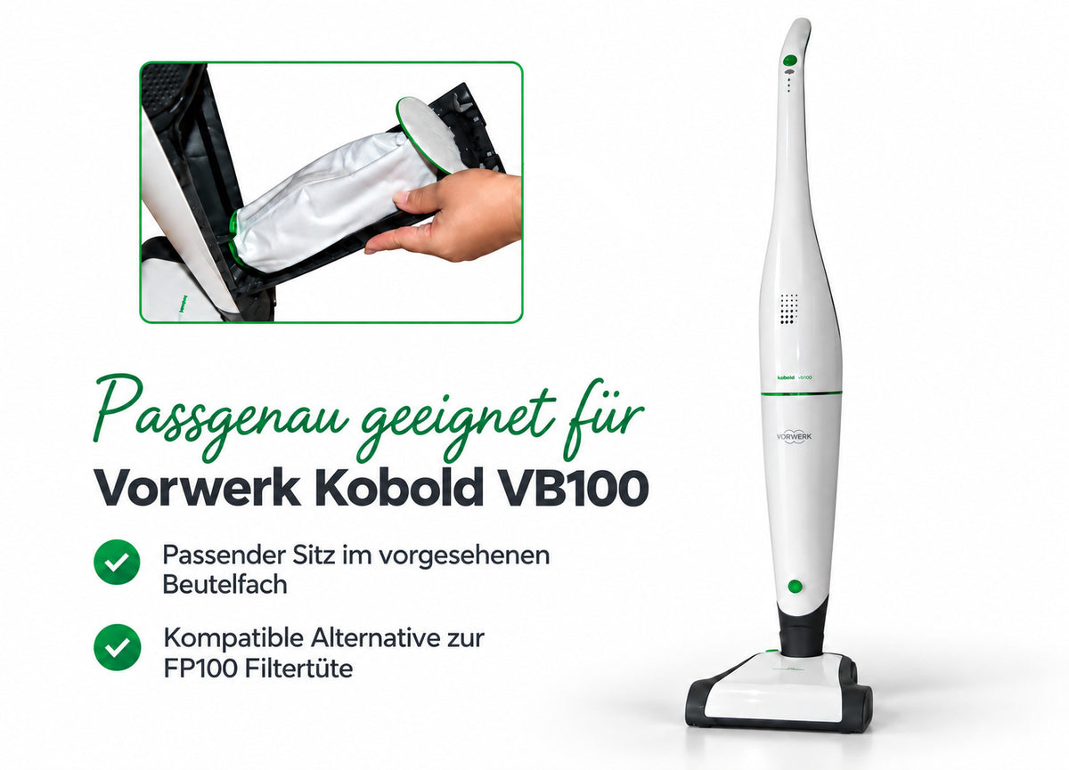 5 Microvlies Staubsaugerbeutel geeignet für Vorwerk Kobold VB100 VB 100 FP100 FP 100