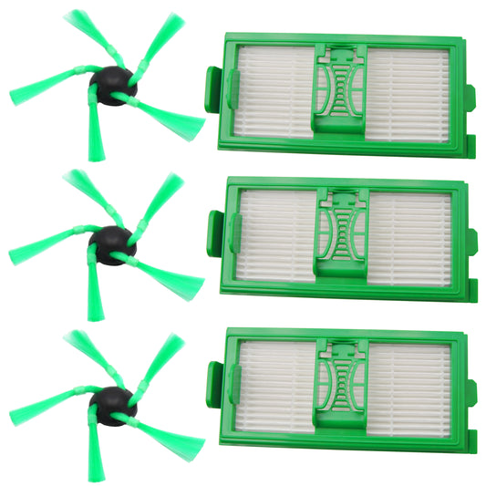 3 Mikrofilter + 3 Seitenbürsten kompatibel mit Vorwerk Saugroboter VR7 VR 7