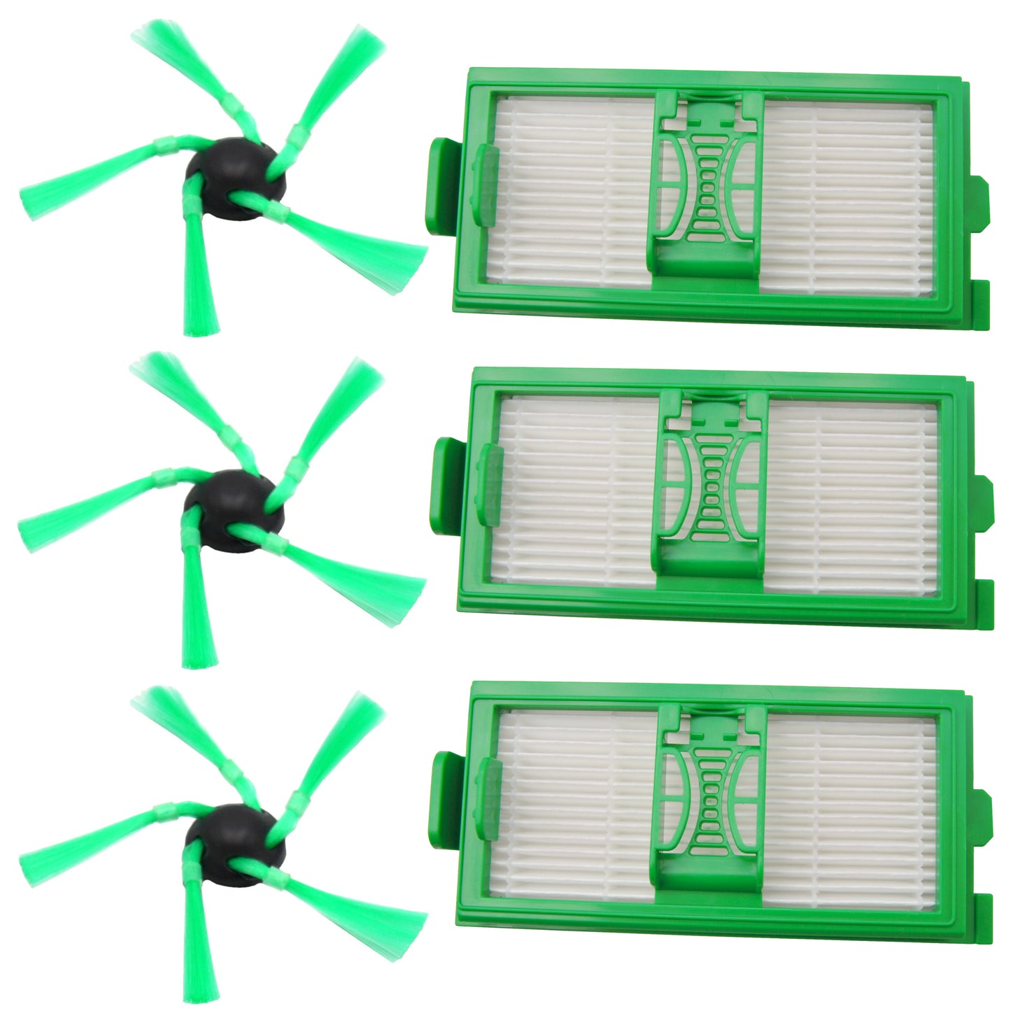 3 Mikrofilter + 3 Seitenbürsten kompatibel mit Vorwerk Saugroboter VR7 VR 7